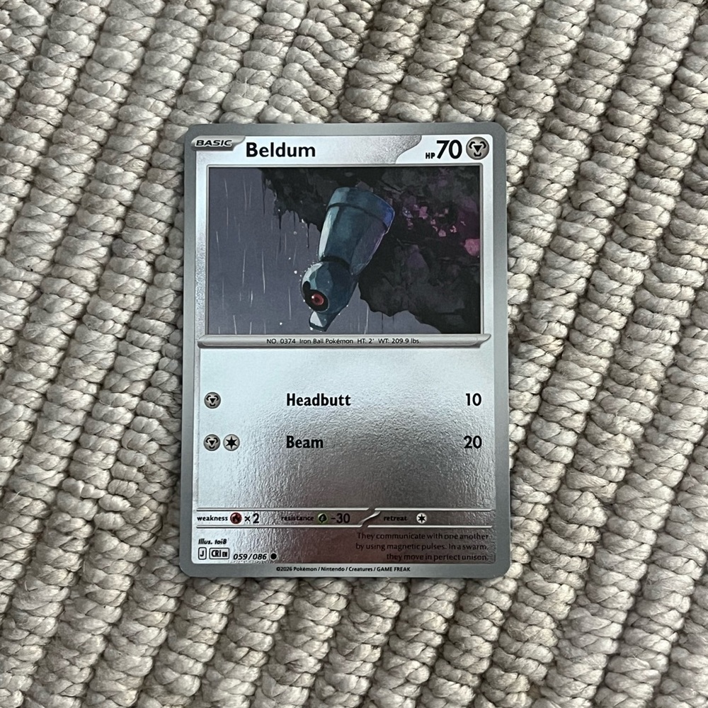 Pokemon beldum 059/086 reverse holo chaos rising card